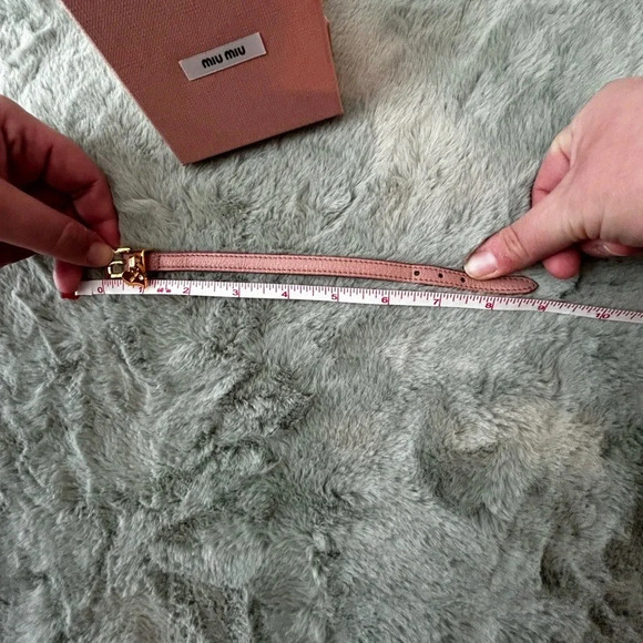 Miu Miu "Madras" Leather Cuff Pink Leather with Jewel - Picture 5 of 7